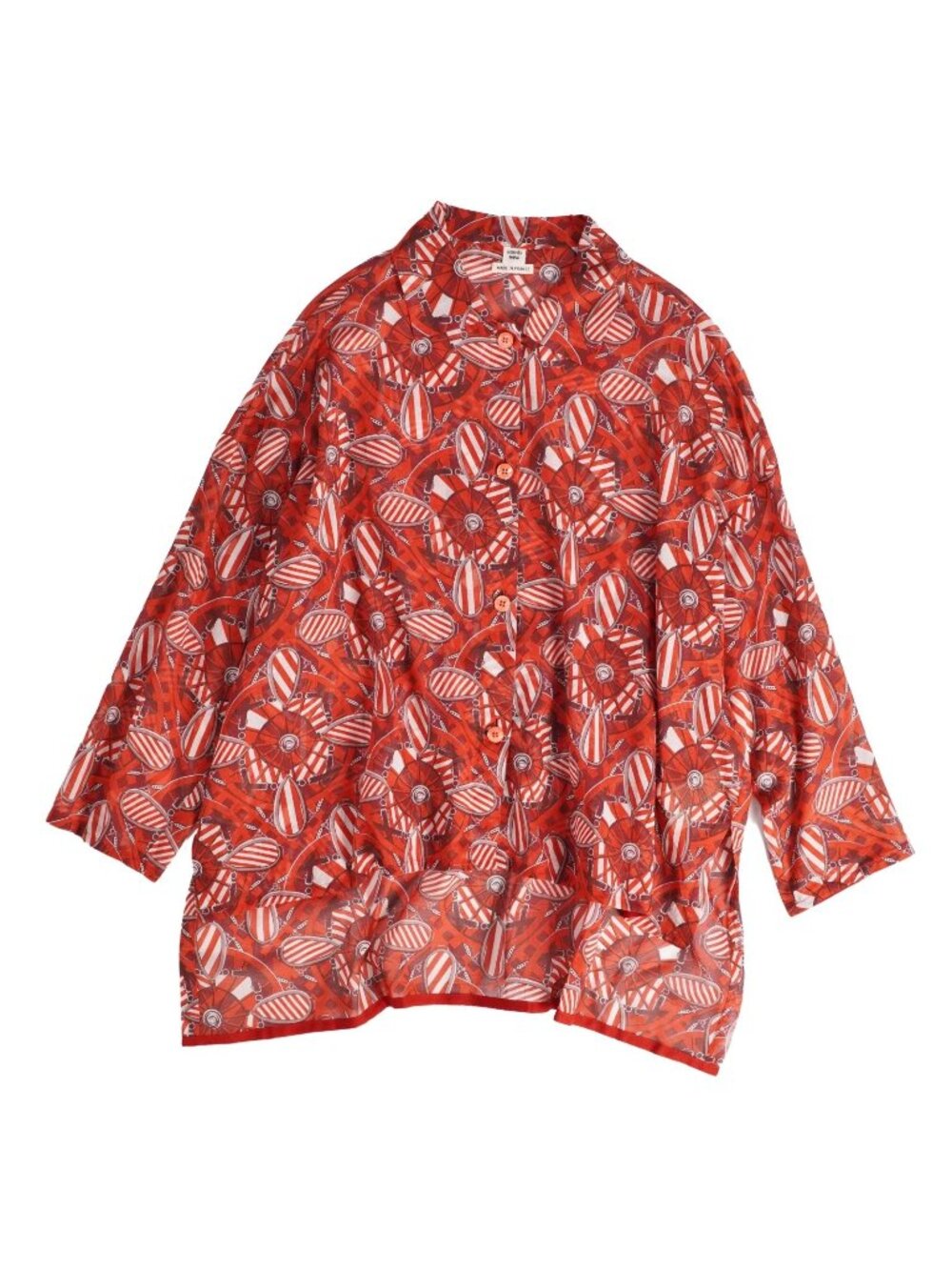 Hermes Shirt Blouse Long Sleeve All Over Print Top Cotton 38